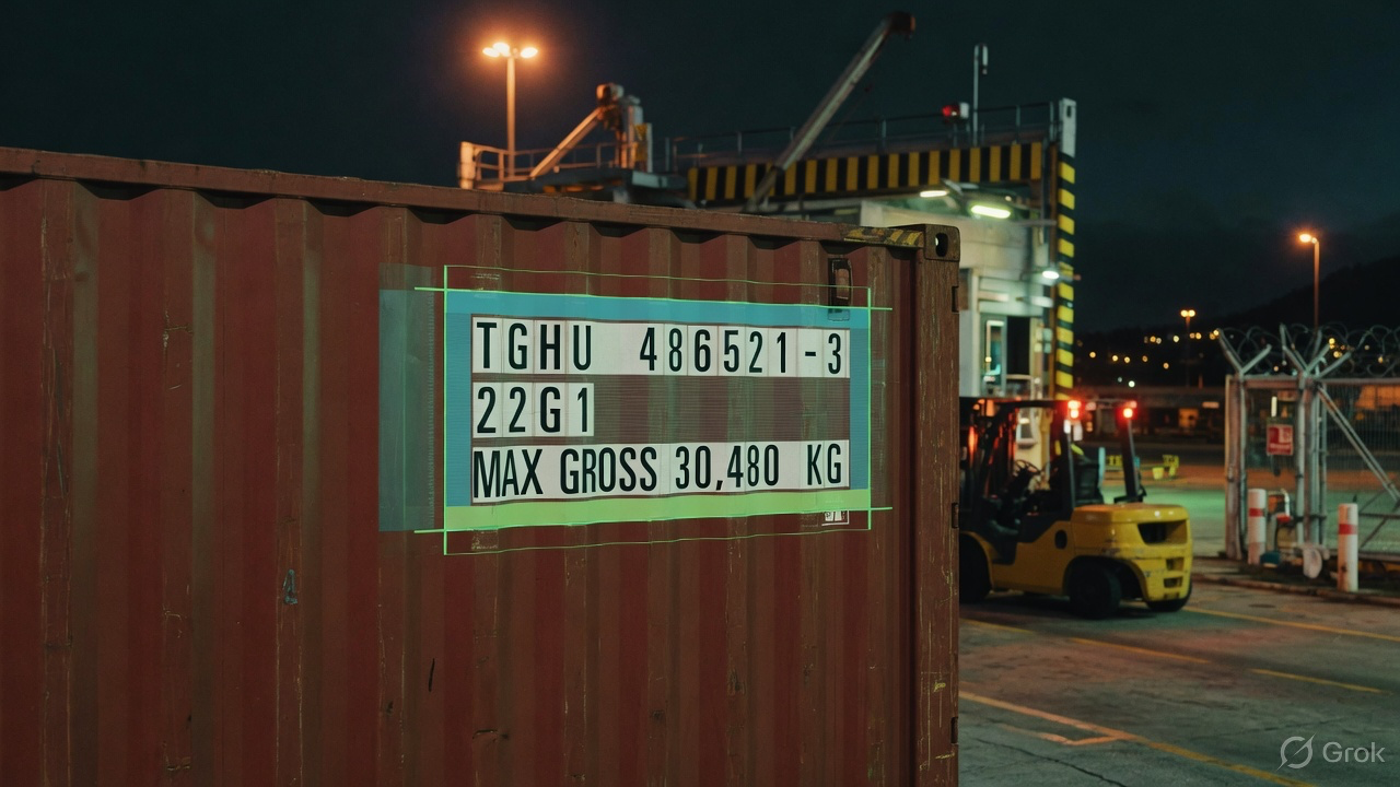 Container ISO code OCR at a gate