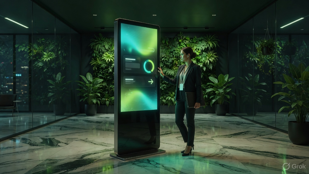 AI Smart Kiosk in a lobby
