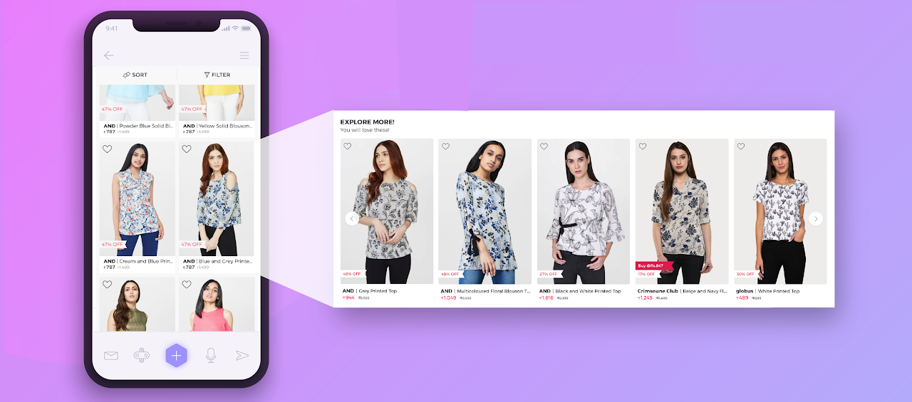 Visual search results grid for retail products